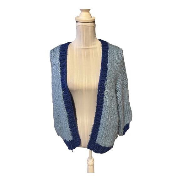 Princess Polly Blue Two Tone Open Cardigan Size S/M - Picture 1 of 4
